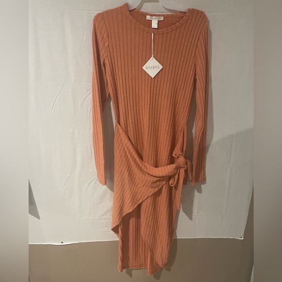 High low wrap dress. Orange Revamped. Polyester Rayon & spandex - Picture 1 of 5